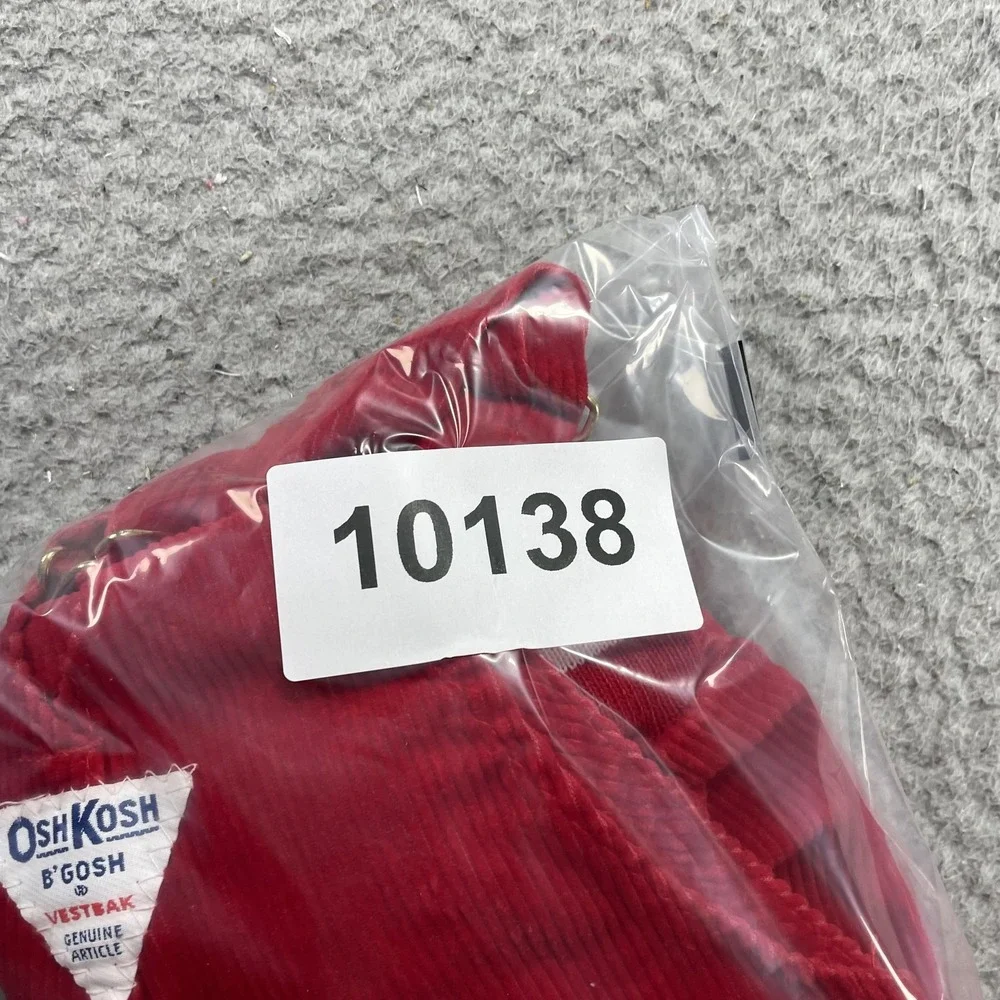 Vintage OshKosh B'gosh Overalls Infant Boys 12M Red Corduroy Gingham Vestbak USA